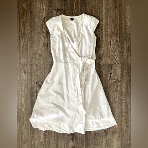 Ann Taylor white eyelet style wrap dress